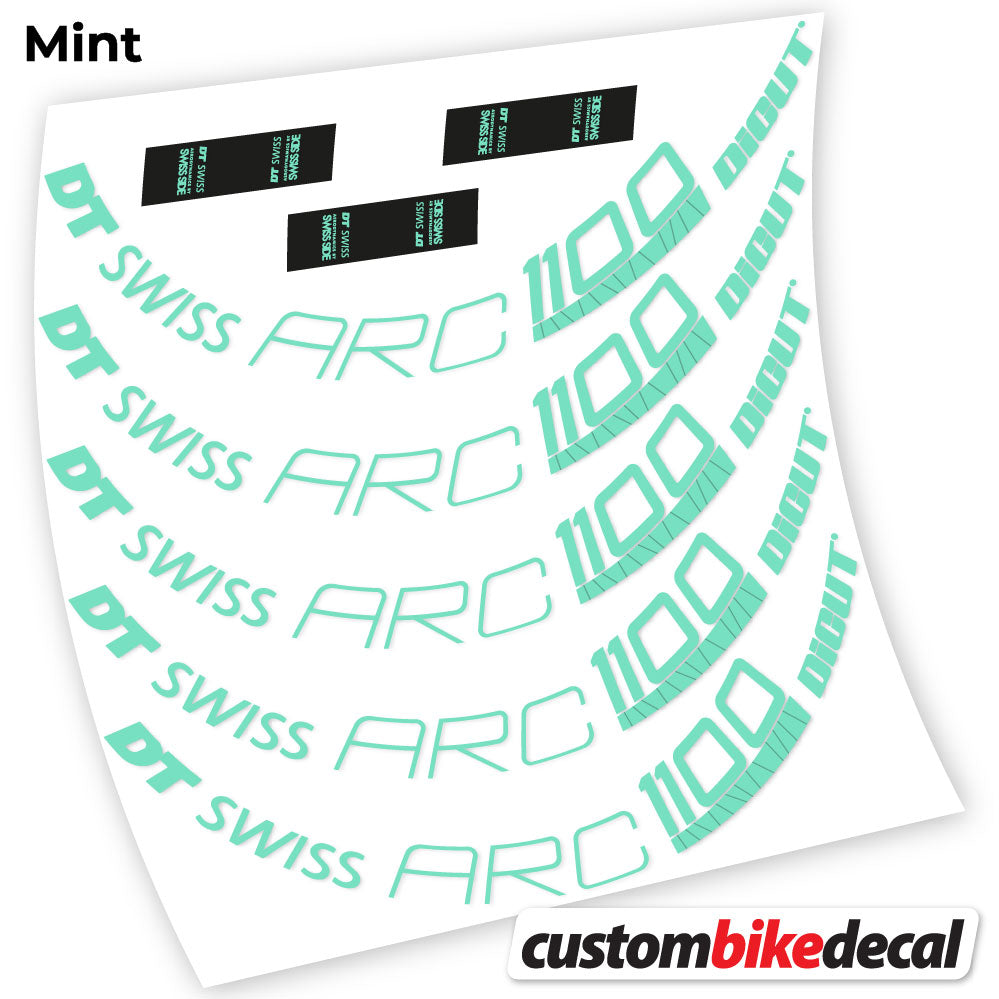 Adesivi Cerchi Bici da Corsa DT Swiss ARC 1100 Dicut 80 80 mm in vinile - Verde Menta