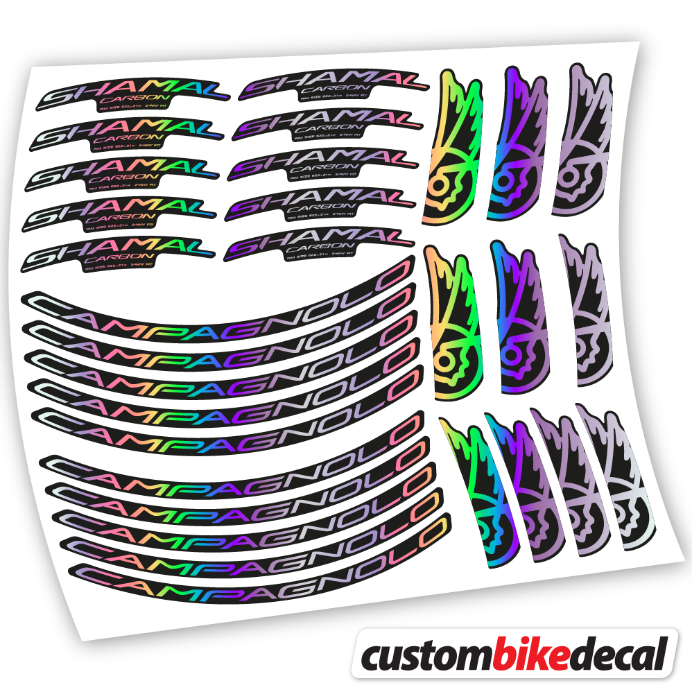Adesivi Cerchi Bici da Corsa Campagnolo Shamal C21 Carbon 35+40mm in vinile - Olografico