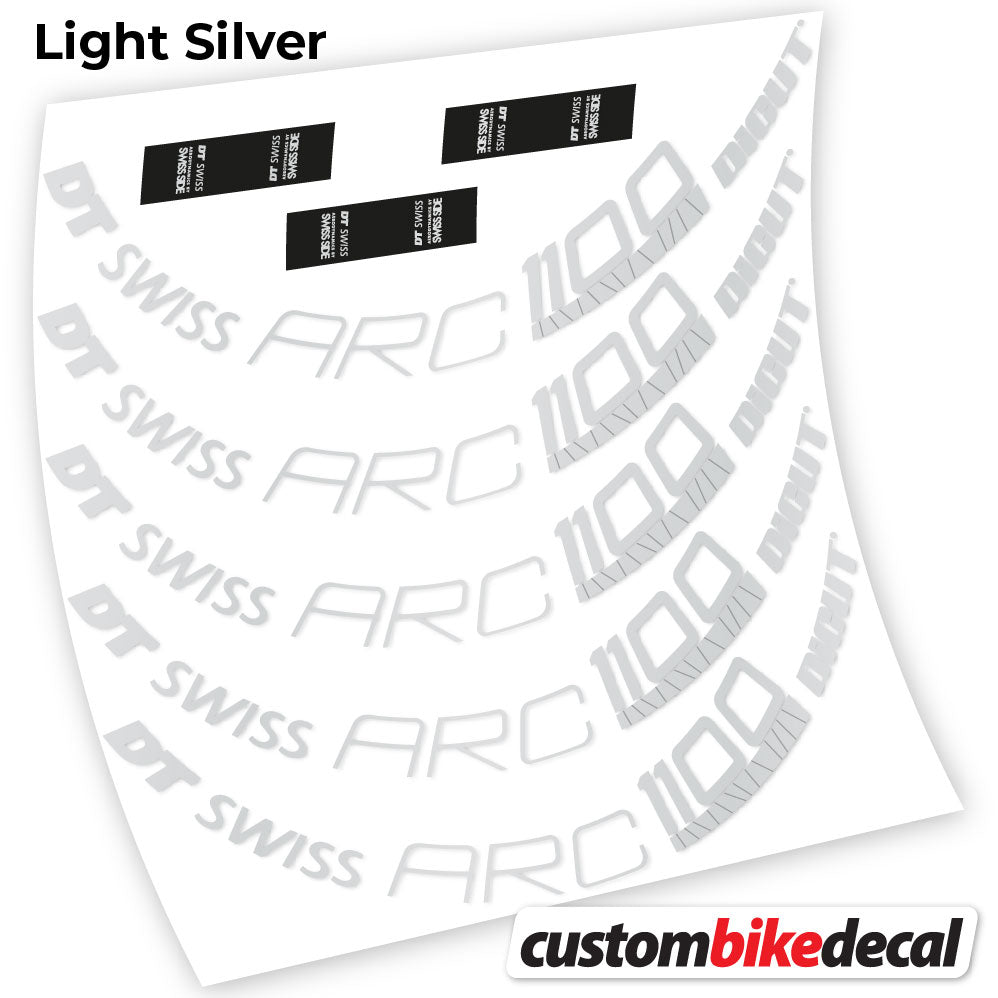 Adesivi Cerchi Bici da Corsa DT Swiss ARC 1100 Dicut 80 80 mm in vinile - Argento Chiaro