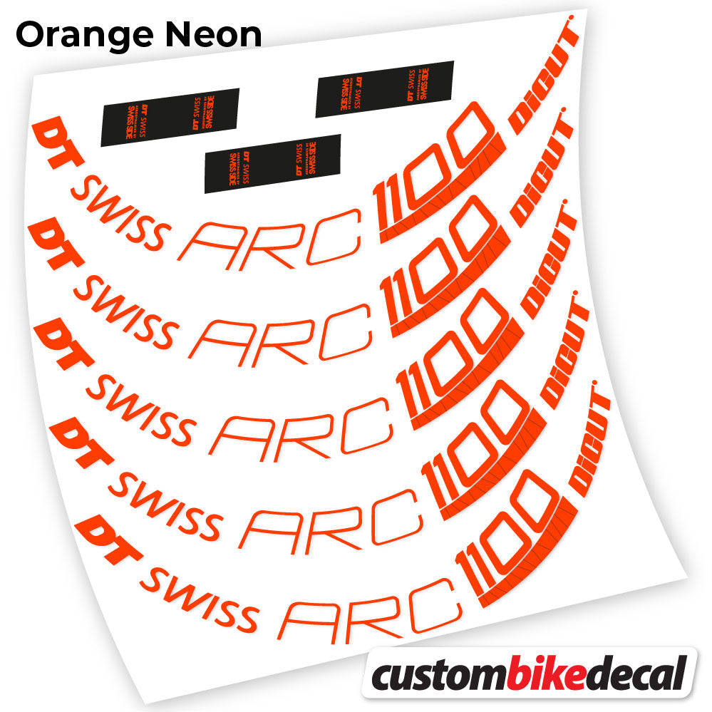 Adesivi Cerchi Bici da Corsa DT Swiss ARC 1100 Dicut 80 80 mm in vinile - Arancione Neon