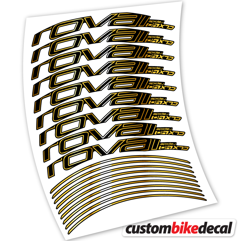 Adesivi Cerchi Bici da Corsa Roval Rapide CLX40 Track brake 40 mm in vinile - Oro Cromato