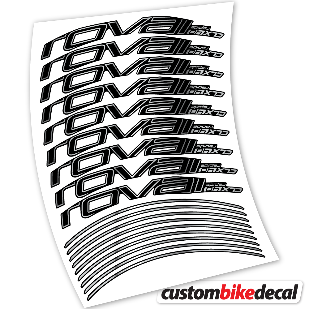 Adesivi Cerchi Bici da Corsa Roval Rapide CLX40 Track brake 40 mm in vinile - Argento Cromato