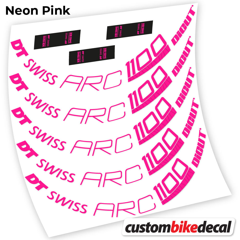 Adesivi Cerchi Bici da Corsa DT Swiss ARC 1100 Dicut 80 80 mm in vinile - Rosa Neon