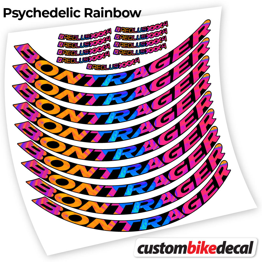 Adesivi Cerchi Bici da Corsa Bontrager Aeolus XXX4 Disc 45 mm in vinile - Arcobaleno Psichedelico