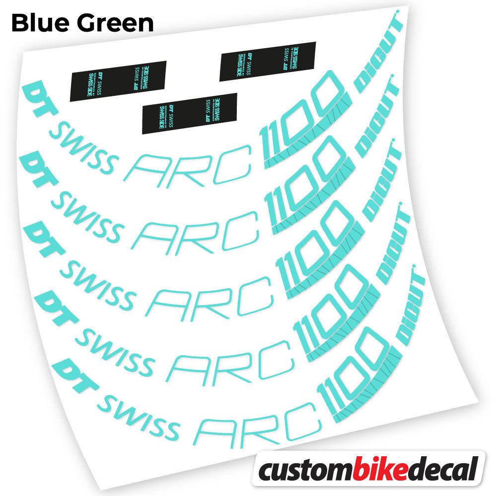 Adesivi Cerchi Bici da Corsa DT Swiss ARC 1100 Dicut 80 80 mm in vinile - Verde Acqua