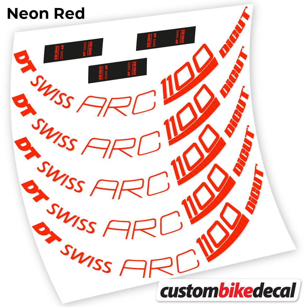 Adesivi Cerchi Bici da Corsa DT Swiss ARC 1100 Dicut 80 80 mm in vinile - Rosso Neon