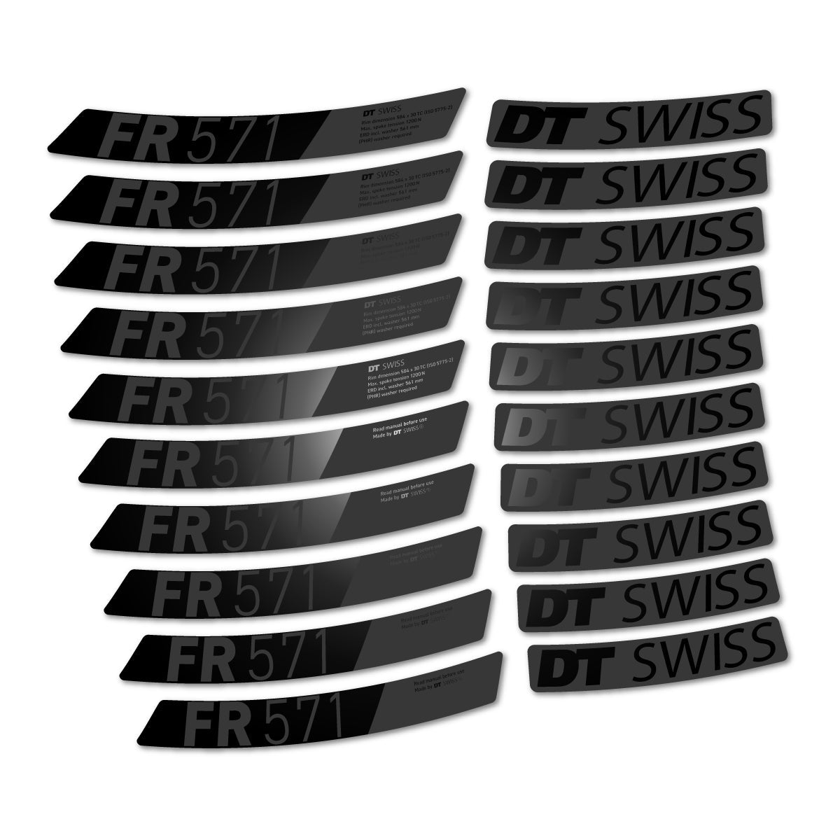 Adesivi Cerchi MTB DT Swiss FR 571x 2025-2026 in vinile - Nero