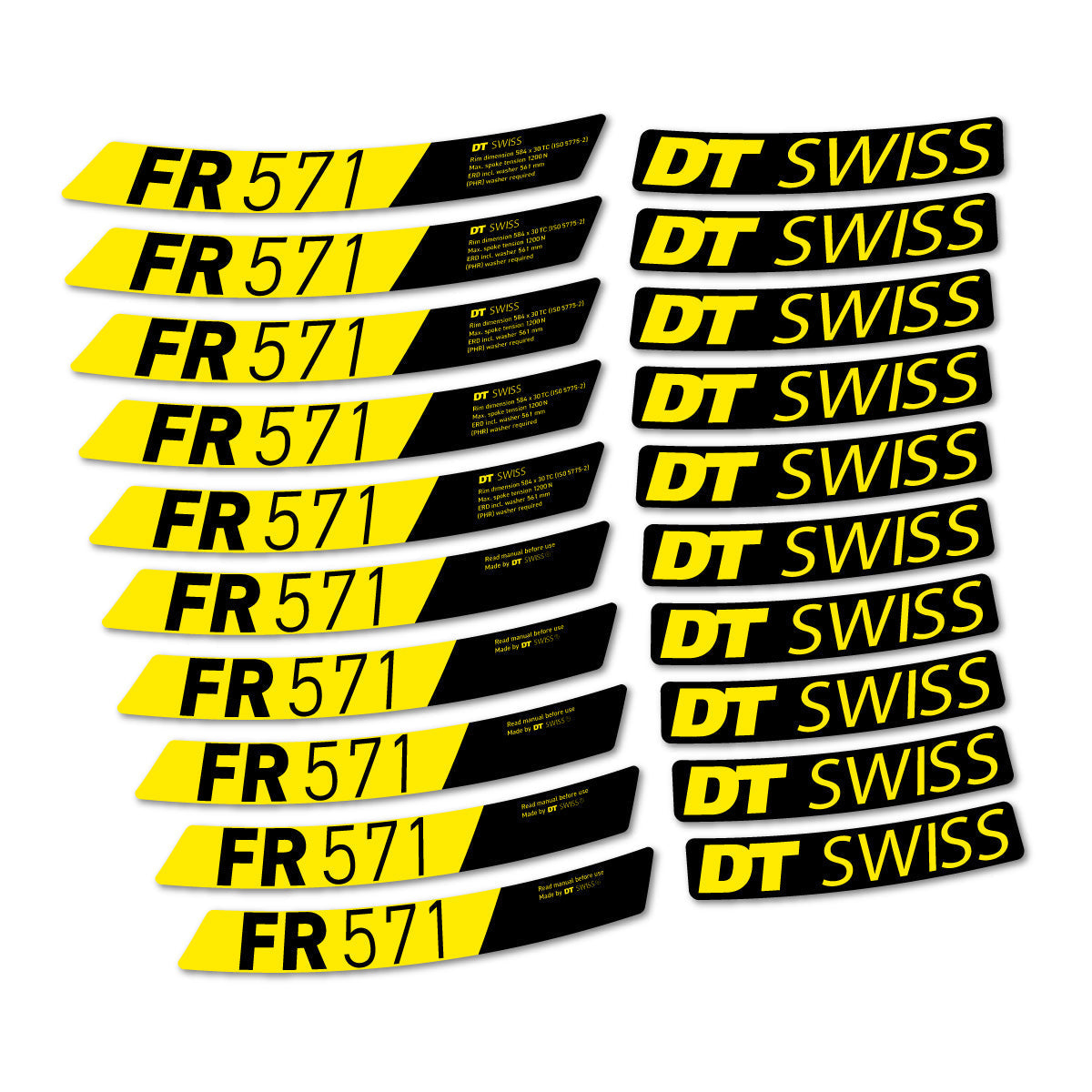 Adesivi Cerchi MTB DT Swiss FR 571x 2025-2026 in vinile - Giallo