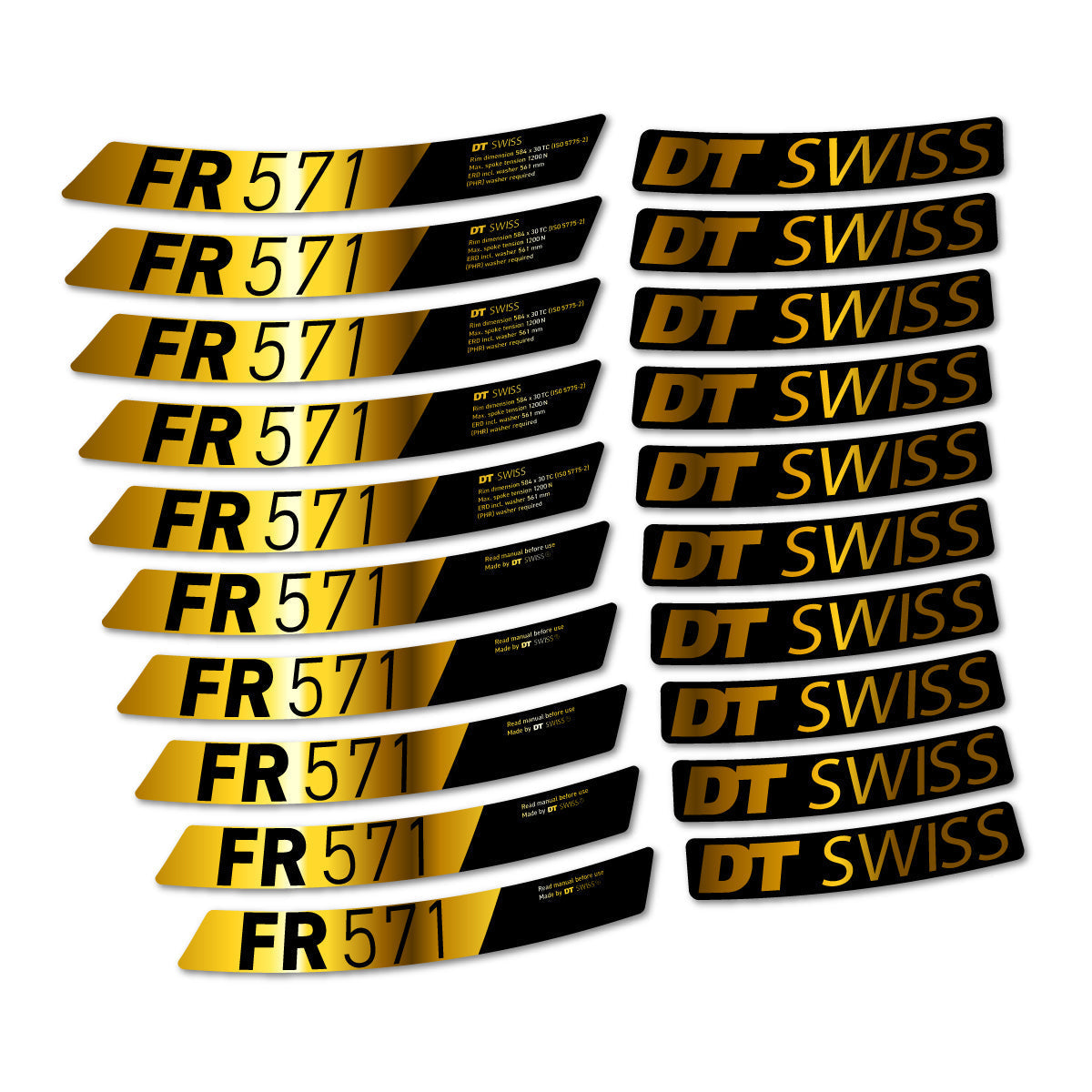 Adesivi Cerchi MTB DT Swiss FR 571x 2025-2026 in vinile - Oro Cromato