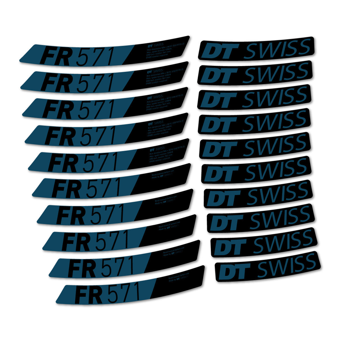 Adesivi Cerchi MTB DT Swiss FR 571x 2025-2026 in vinile - Blu Lago Scuro