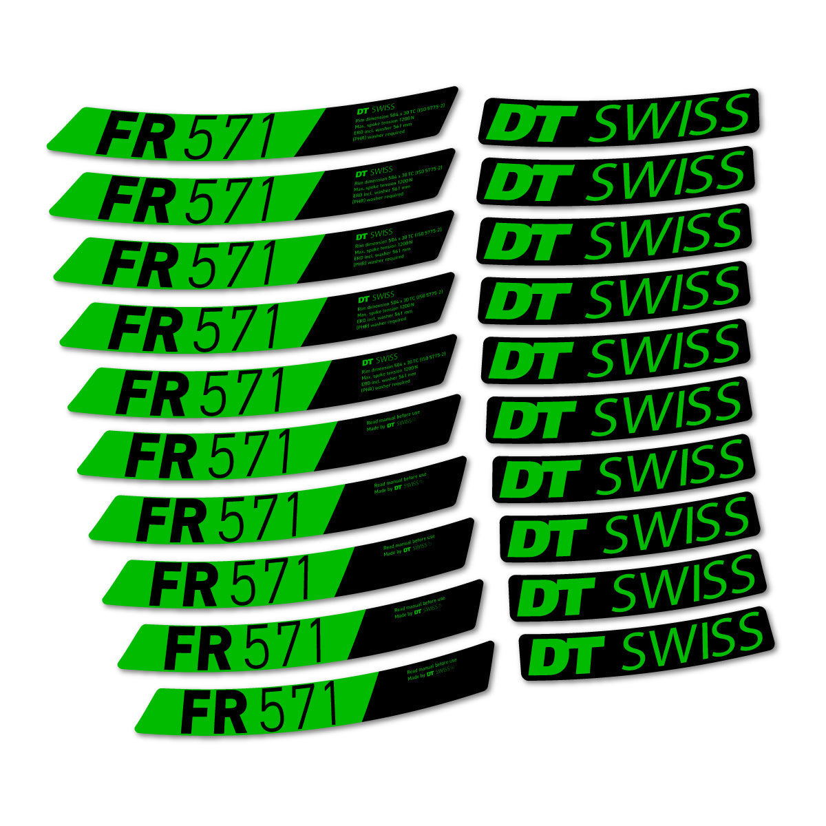 Adesivi Cerchi MTB DT Swiss FR 571x 2025-2026 in vinile - Verde Erba