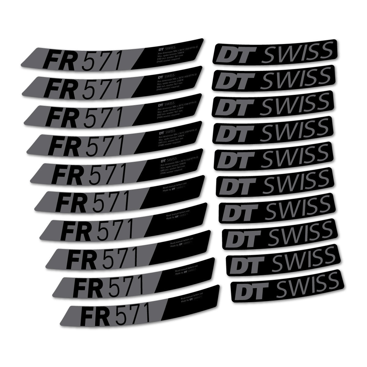 Adesivi Cerchi MTB DT Swiss FR 571x 2025-2026 in vinile - Grigio Medio