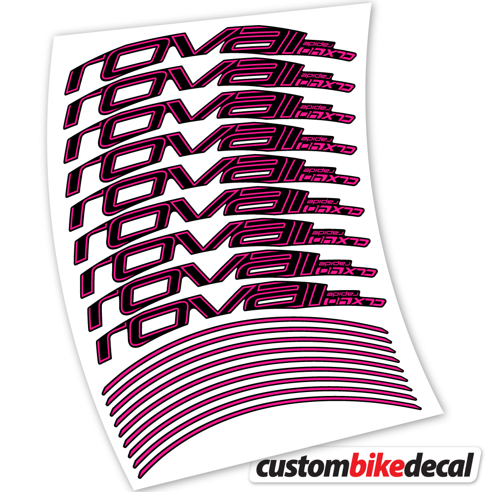 Adesivi Cerchi Bici da Corsa Roval Rapide CLX40 Track brake 40 mm in vinile - Rosa Neon