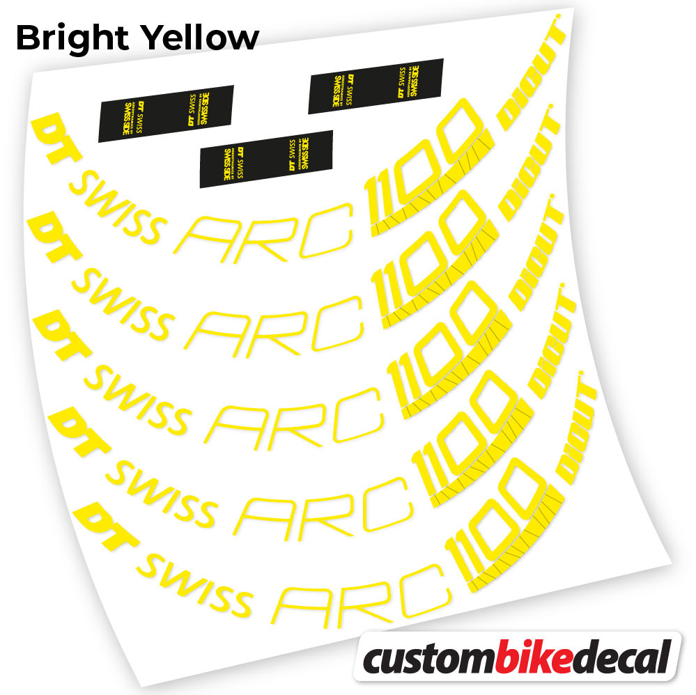 Adesivi Cerchi Bici da Corsa DT Swiss ARC 1100 Dicut 80 80 mm in vinile - Giallo
