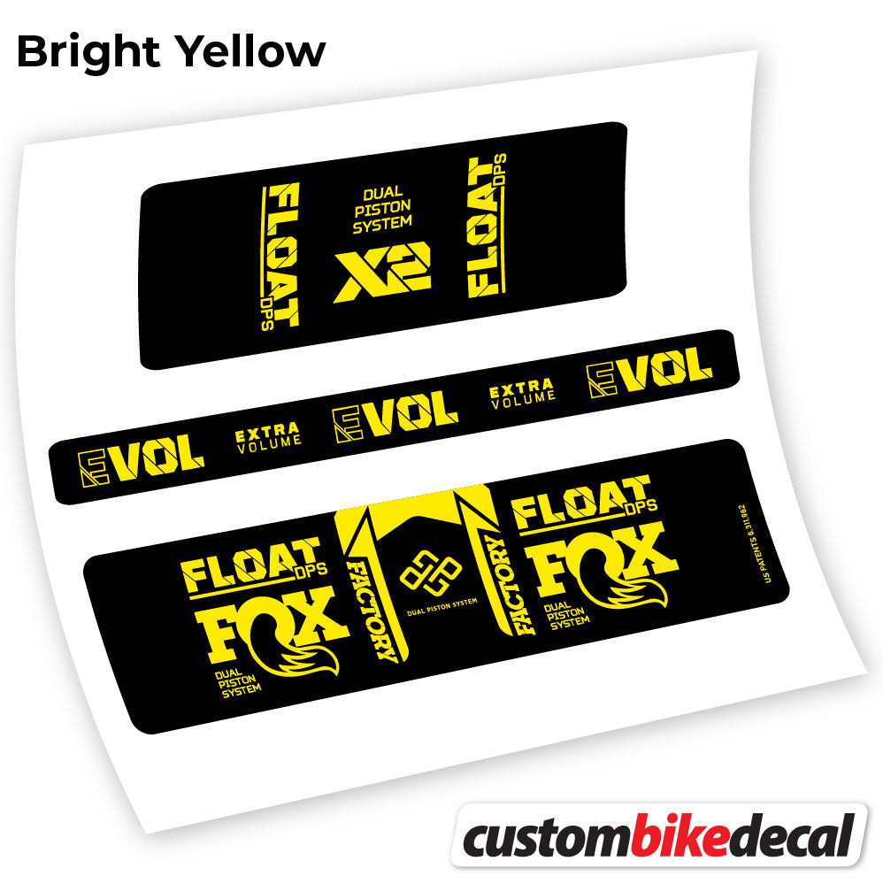 Adesivi Ammortizzatore Fox Float DPS X2 2021 in vinile - Giallo