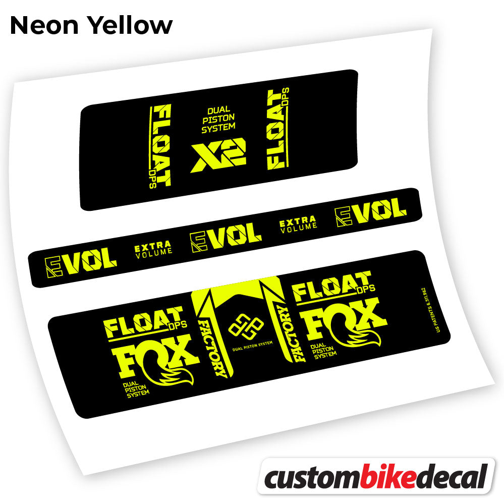 Adesivi Ammortizzatore Fox Float DPS X2 2021 in vinile - Giallo Neon