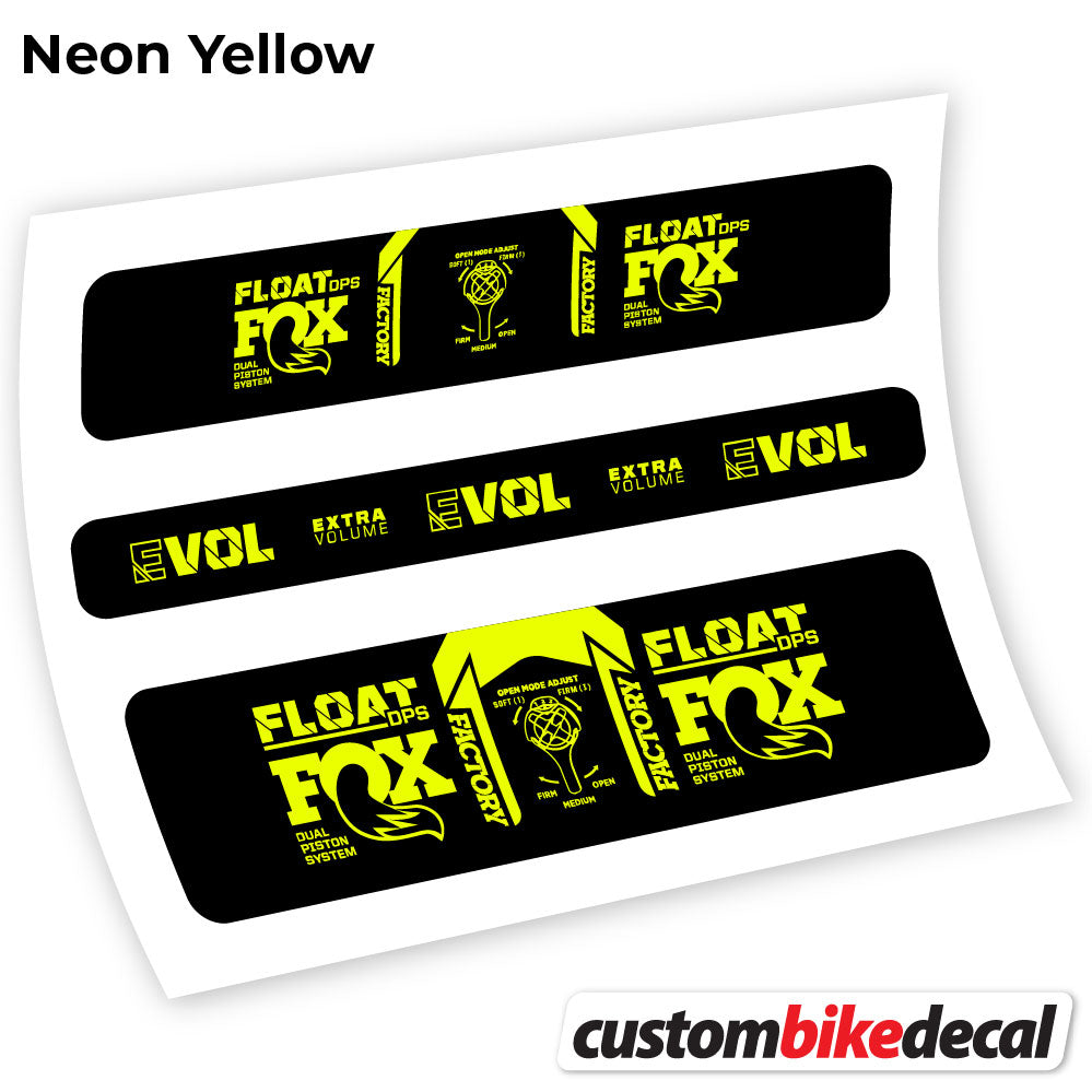 Adesivi Ammortizzatore Fox DPS Factory 2021 in vinile - Giallo Neon