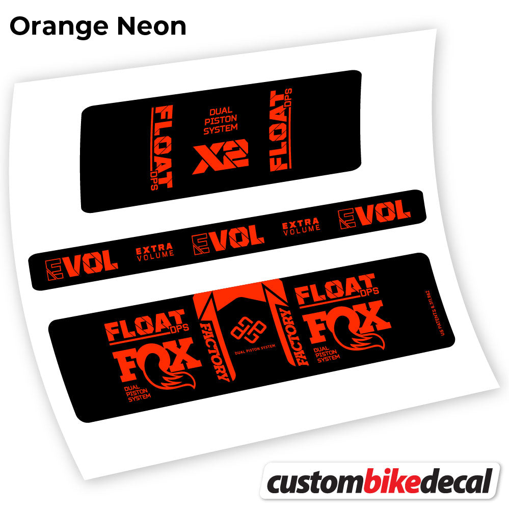 Adesivi Ammortizzatore Fox Float DPS X2 2021 in vinile - Arancione Neon