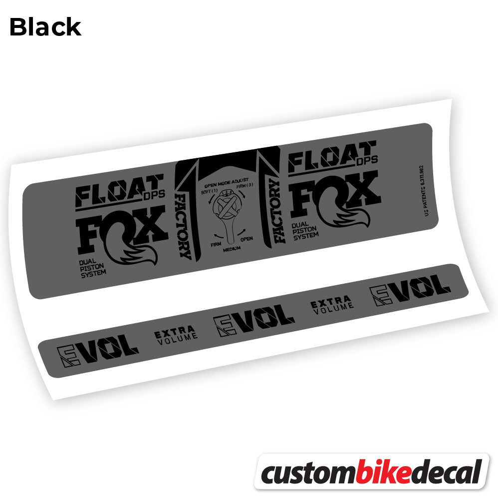 Adesivi Ammortizzatore Fox DPS Factory 3Pos 2021 in vinile - Nero Opaco+Nero Lucido