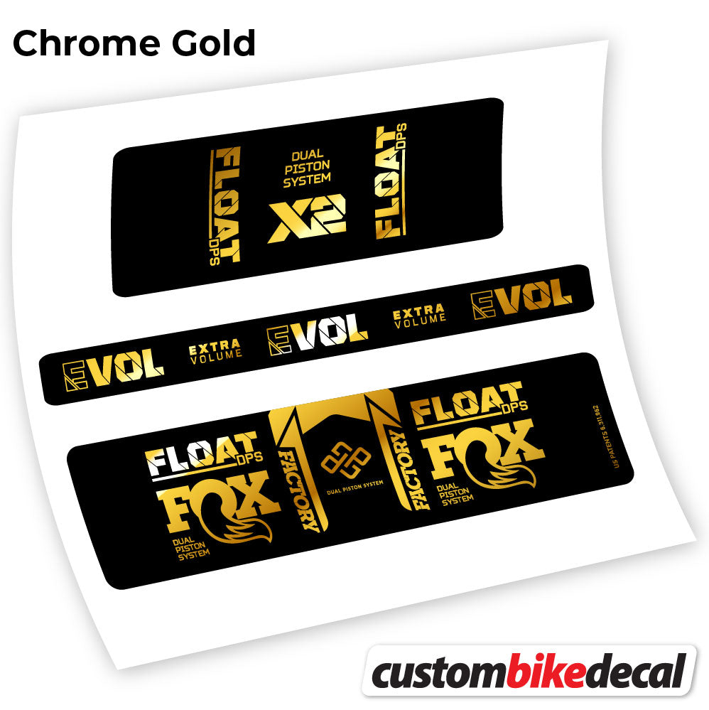 Adesivi Ammortizzatore Fox Float DPS X2 2021 in vinile - Oro Cromato