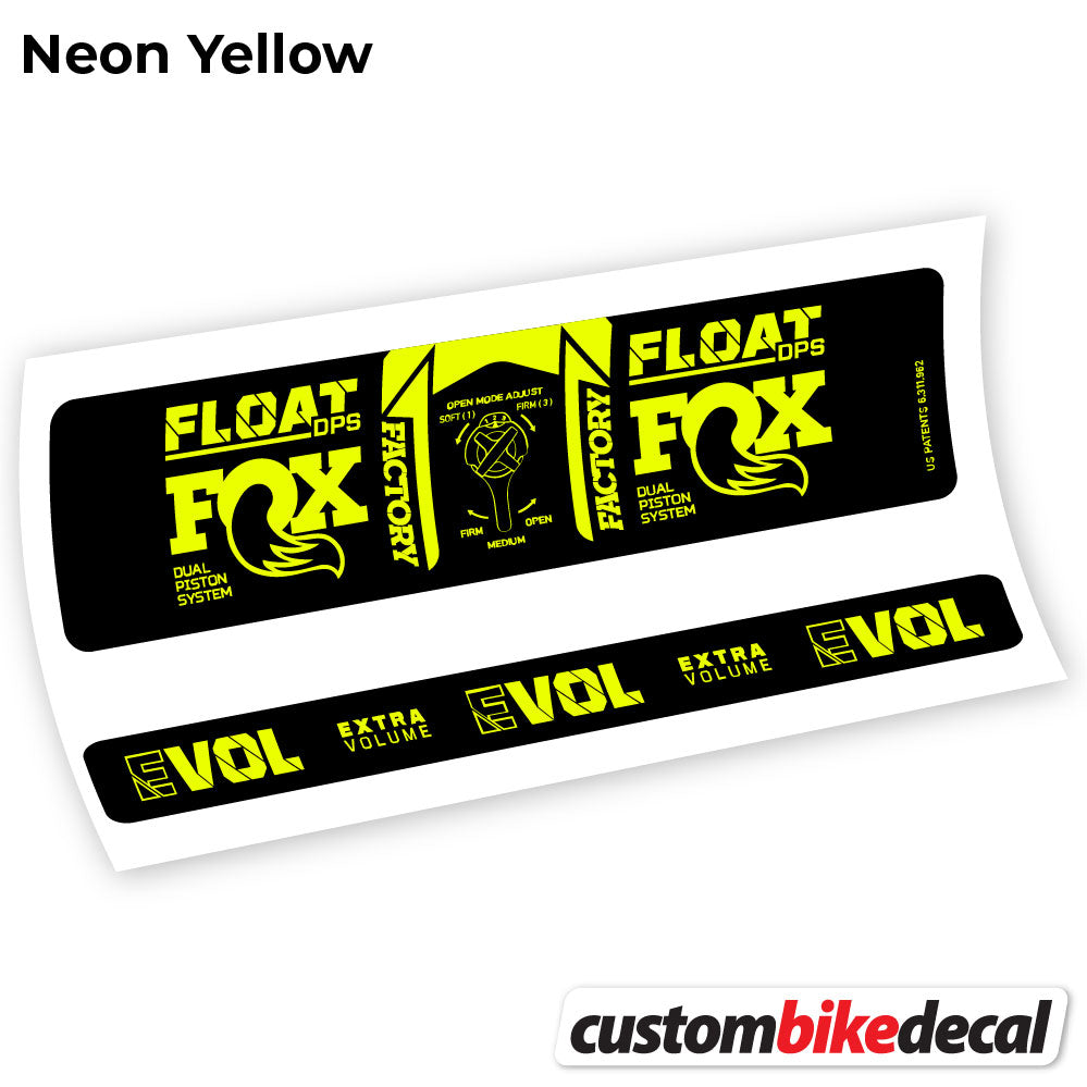 Adesivi Ammortizzatore Fox DPS Factory 3Pos 2021 in vinile - Giallo Neon