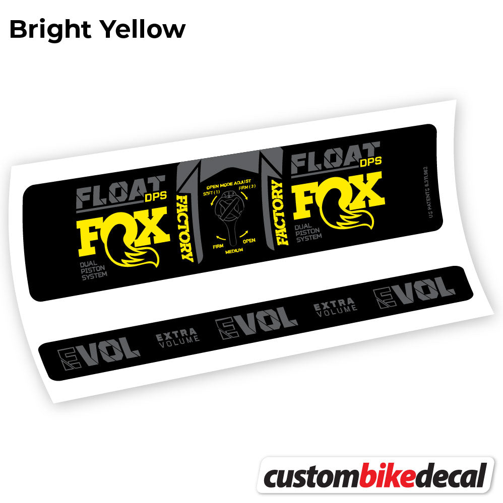 Adesivi Ammortizzatore Fox DPS Factory 3Pos 2021 in vinile - Giallo