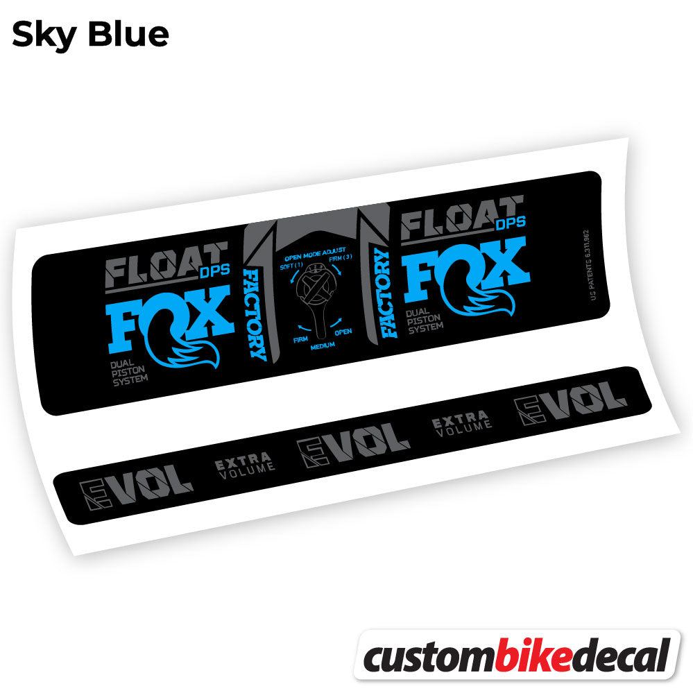 Adesivi Ammortizzatore Fox DPS Factory 3Pos 2021 in vinile - Azzurro Cielo