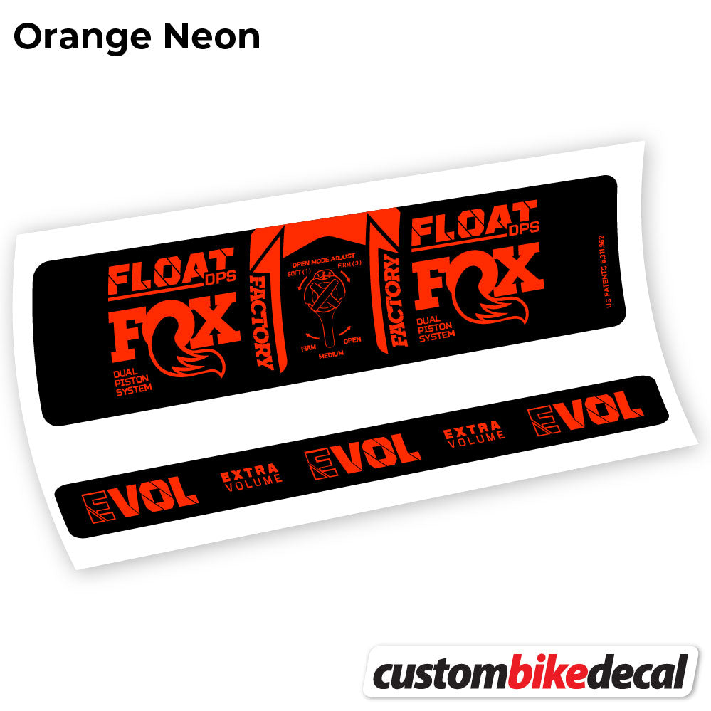 Adesivi Ammortizzatore Fox DPS Factory 3Pos 2021 in vinile - Arancione Neon
