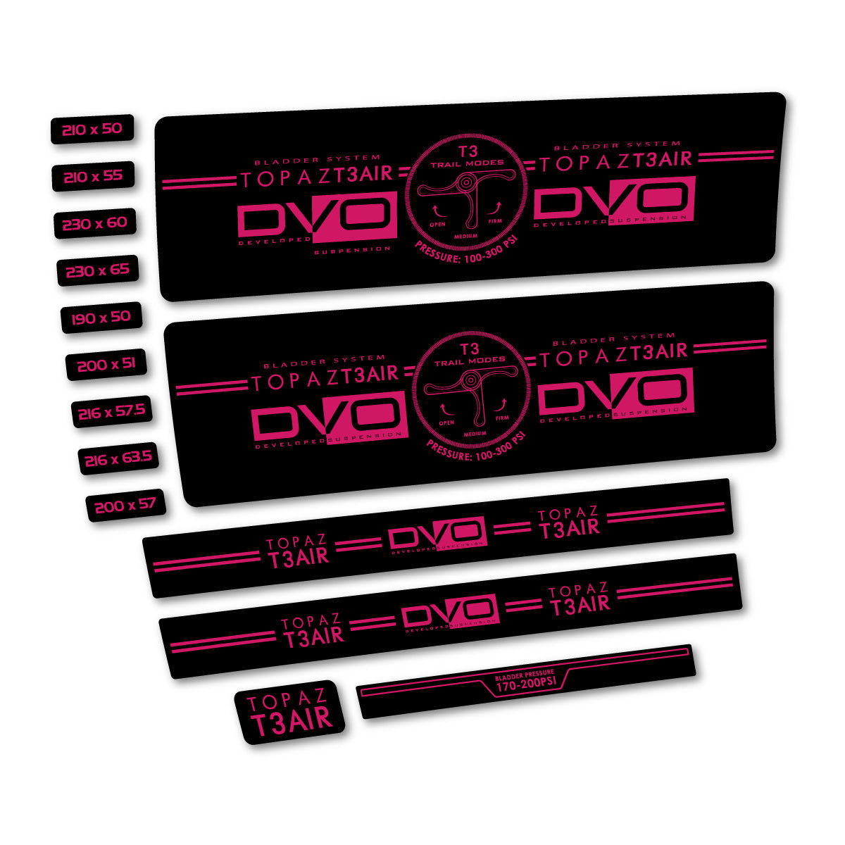 Adesivi Ammortizzatore DVO Topaz T3 Air 2016-2017 in vinile - Rosa Scuro