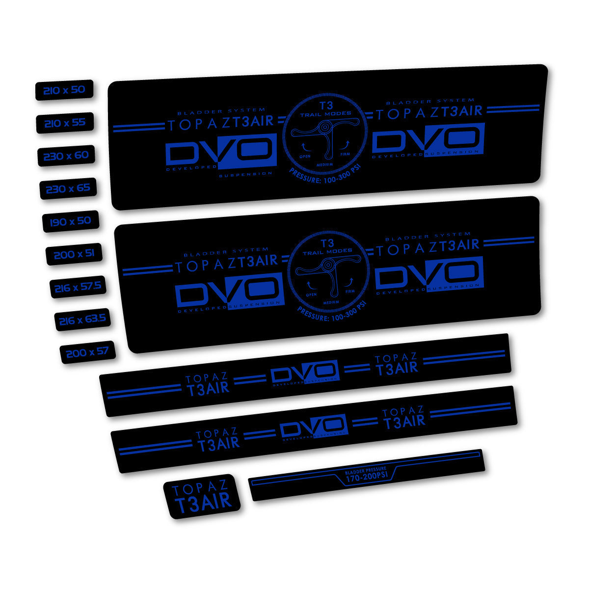 Adesivi Ammortizzatore DVO Topaz T3 Air 2016-2017 in vinile - Blu Oltremare