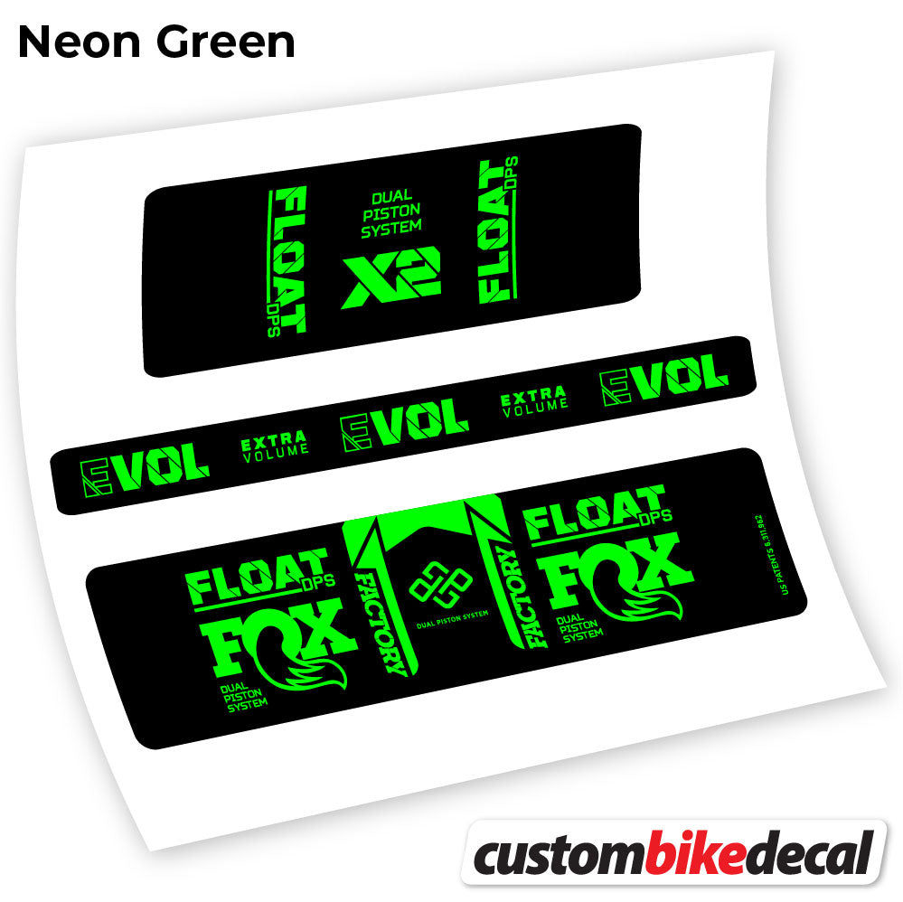 Adesivi Ammortizzatore Fox Float DPS X2 2021 in vinile - Verde Neon