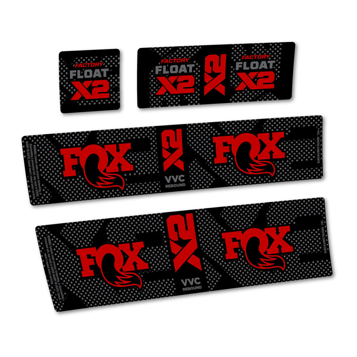 Adesivi Ammortizzatore Fox Factory Float X2 in vinile - Rosso Medio