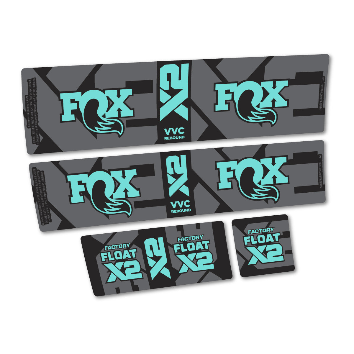 Adesivi Ammortizzatore Fox Factory Float X2 2026 in vinile - Verde Acqua