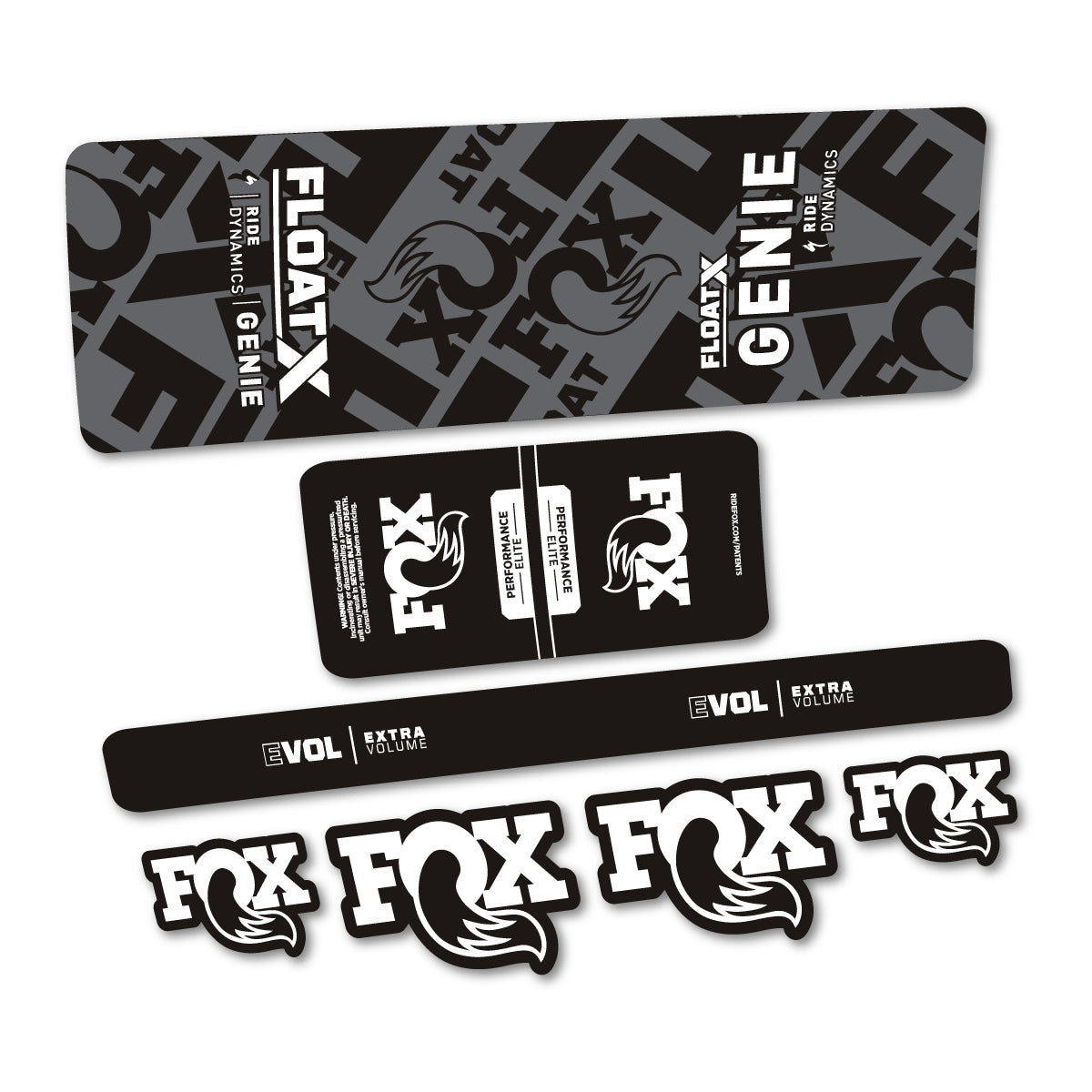 Adesivi Ammortizzatore Fox Float X Genie Elite 2025 in vinile - Bianco