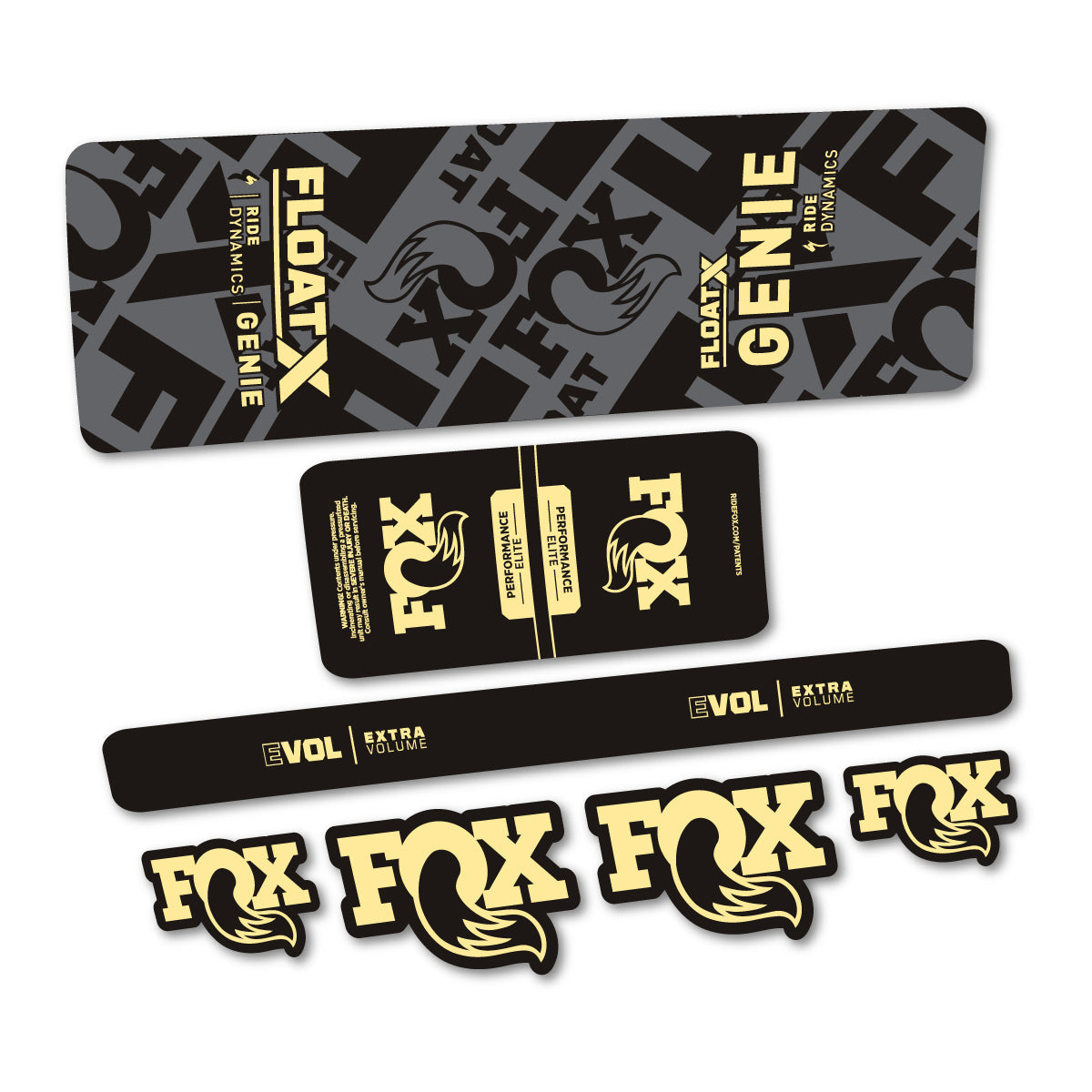 Adesivi Ammortizzatore Fox Float X Genie Elite 2025 in vinile - Crema
