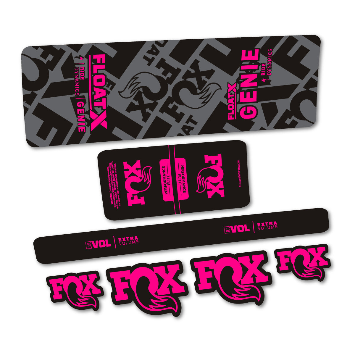Adesivi Ammortizzatore Fox Float X Genie Elite 2025 in vinile - Rosa Fluo