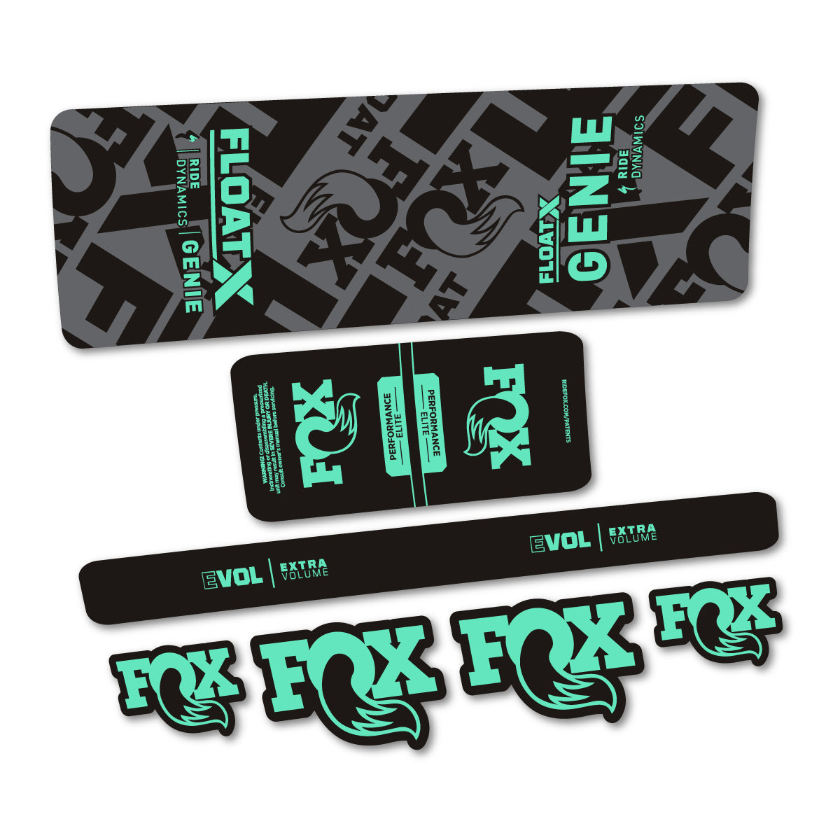 Adesivi Ammortizzatore Fox Float X Genie Elite 2025 in vinile - Verde Menta