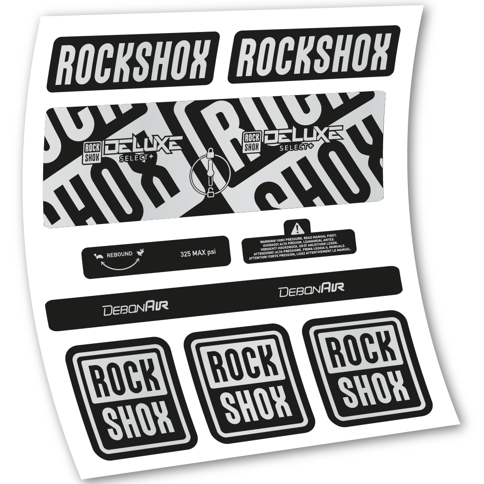 Adesivi Ammortizzatore Rock Shox Deluxe Select+ in vinile - Argento Chiaro
