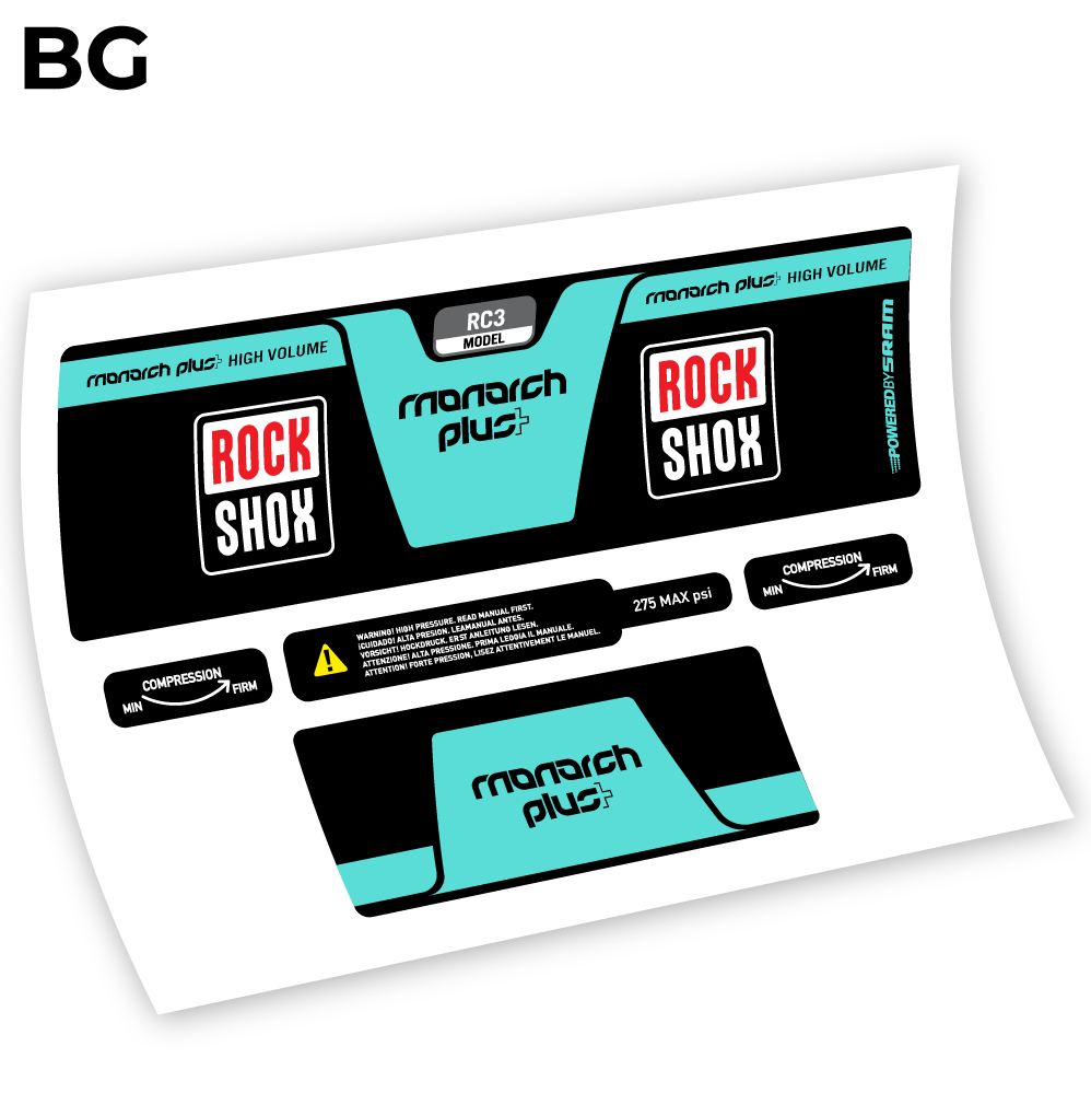 Adesivi Ammortizzatore Rock Shox Monarch Plus High Volume 2014 in vinile - Verde Acqua