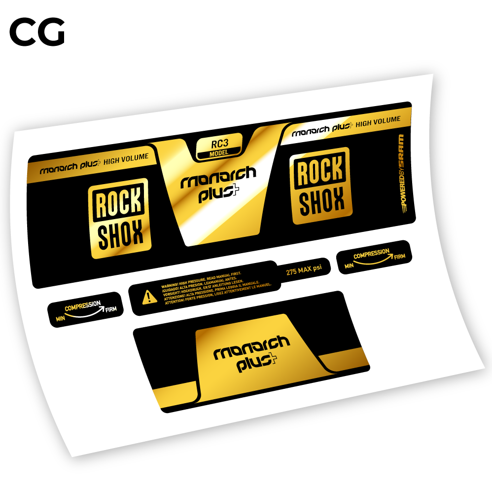 Adesivi Ammortizzatore Rock Shox Monarch Plus High Volume 2014 in vinile - Oro Cromato