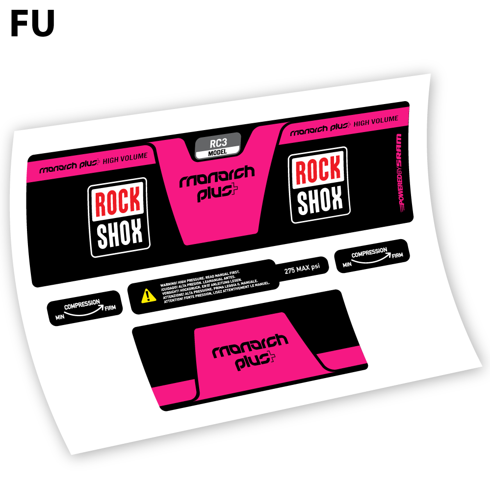 Adesivi Ammortizzatore Rock Shox Monarch Plus High Volume 2014 in vinile - Fucsia