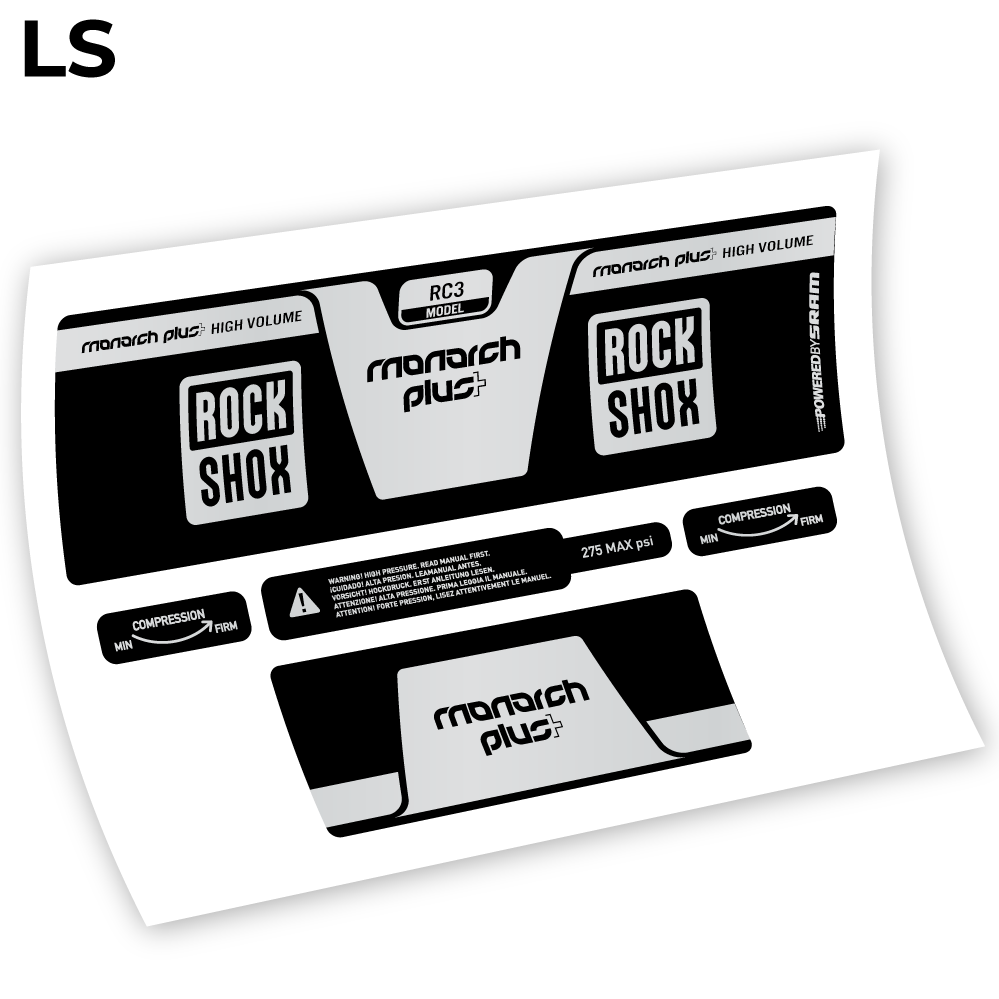Adesivi Ammortizzatore Rock Shox Monarch Plus High Volume 2014 in vinile - Argento Chiaro