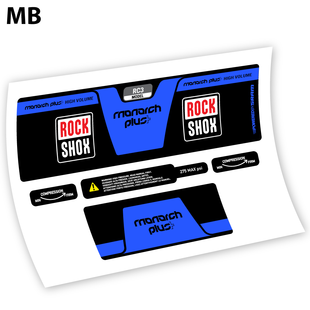 Adesivi Ammortizzatore Rock Shox Monarch Plus High Volume 2014 in vinile - Blu Medio