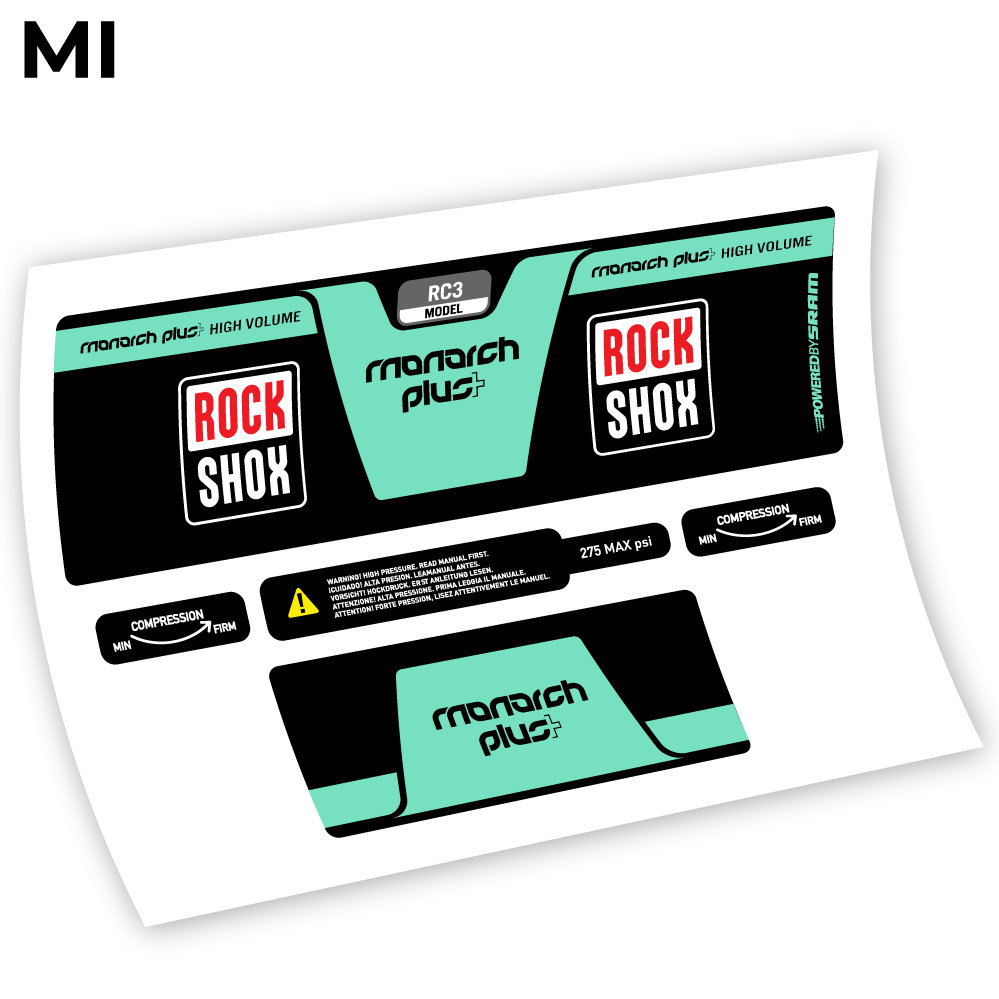 Adesivi Ammortizzatore Rock Shox Monarch Plus High Volume 2014 in vinile - Verde Menta