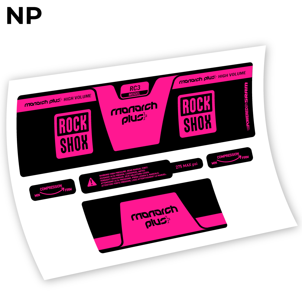 Adesivi Ammortizzatore Rock Shox Monarch Plus High Volume 2014 in vinile - Rosa Neon