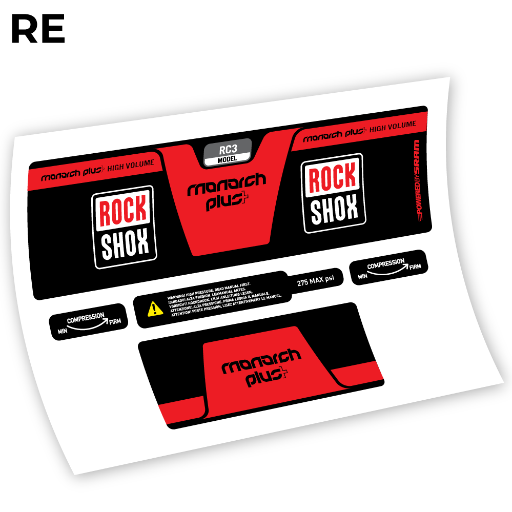 Adesivi Ammortizzatore Rock Shox Monarch Plus High Volume 2014 in vinile - Rosso