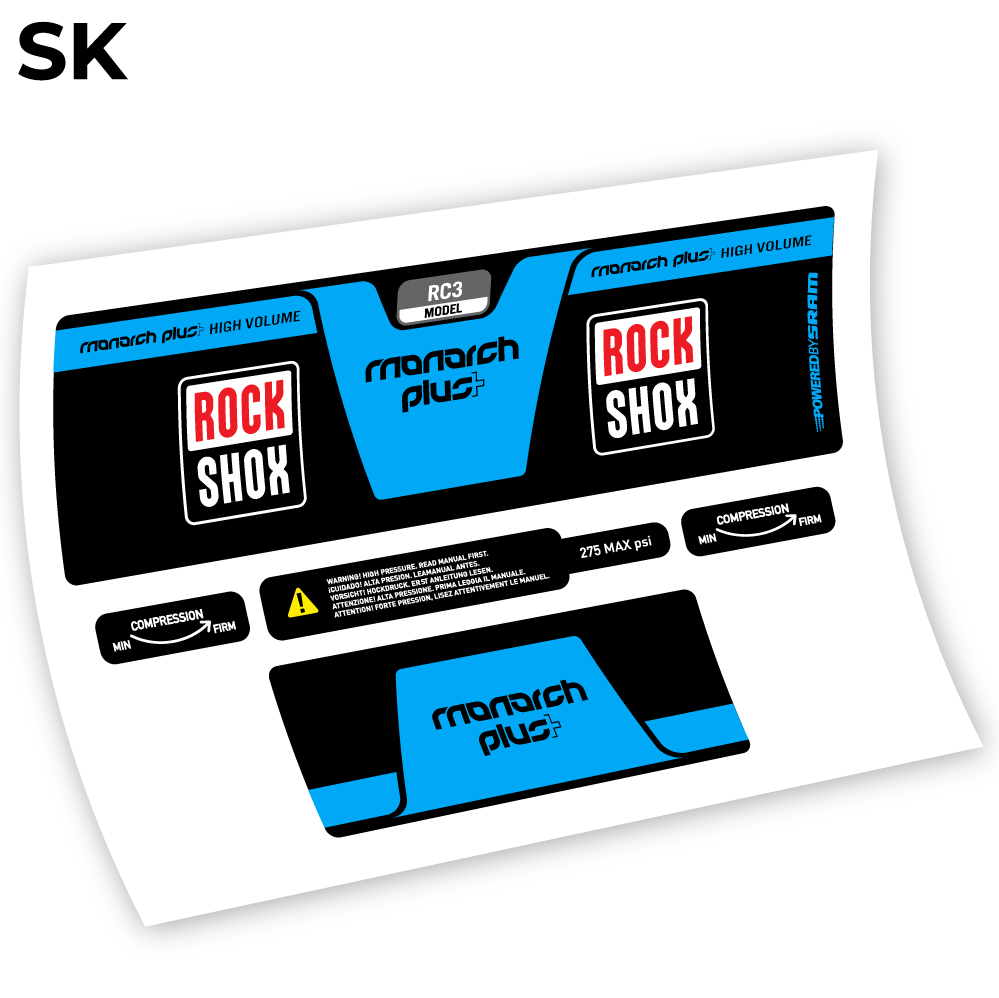 Adesivi Ammortizzatore Rock Shox Monarch Plus High Volume 2014 in vinile - Azzurro Cielo