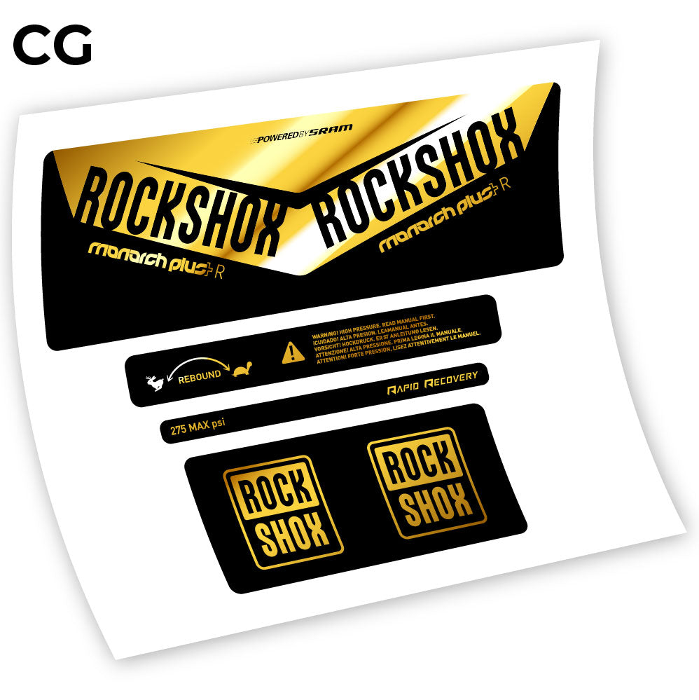 Adesivi Ammortizzatore Rock Shox Monarch Plus R 2016 in vinile - Oro Cromato