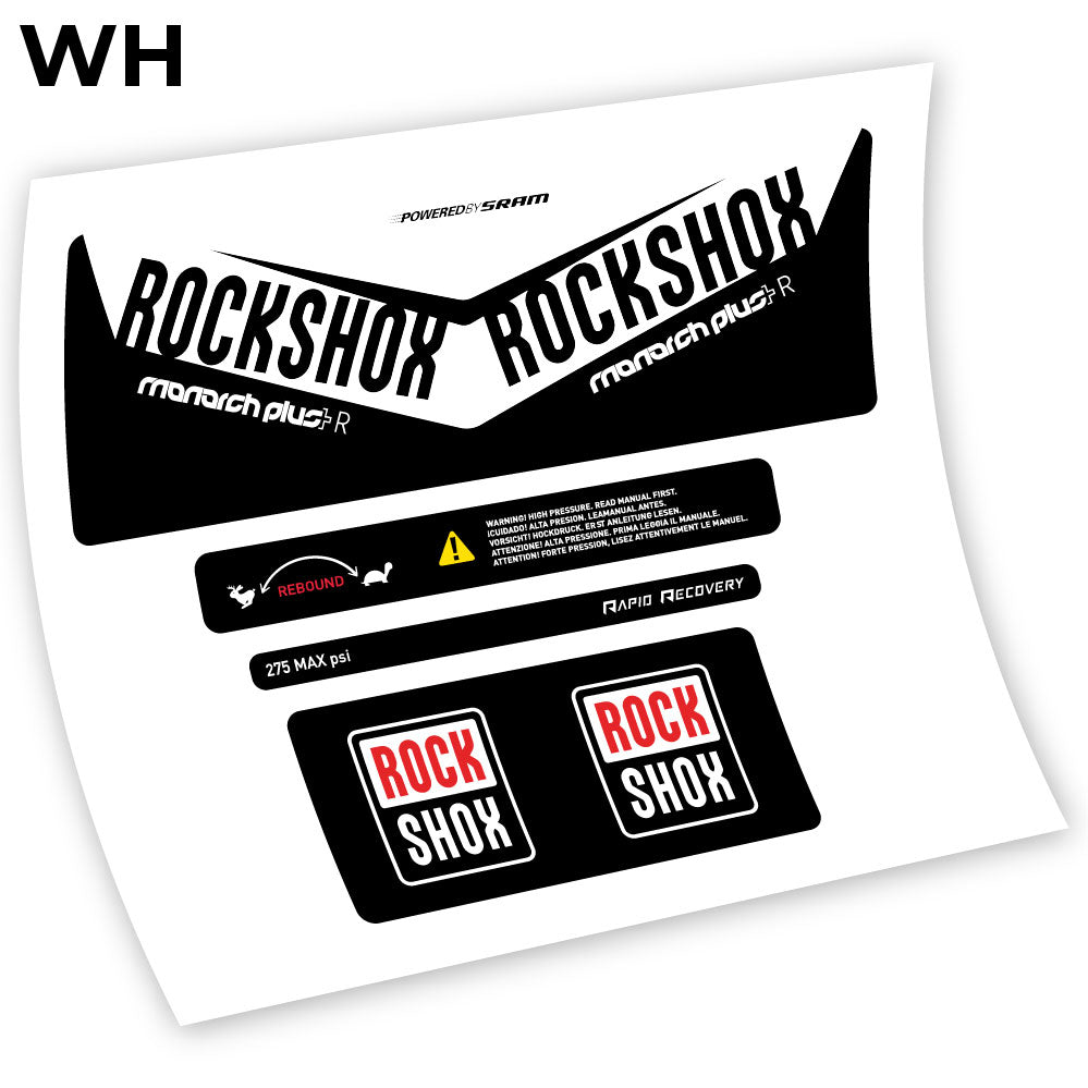 Adesivi Ammortizzatore Rock Shox Monarch Plus R 2016 in vinile - Bianco
