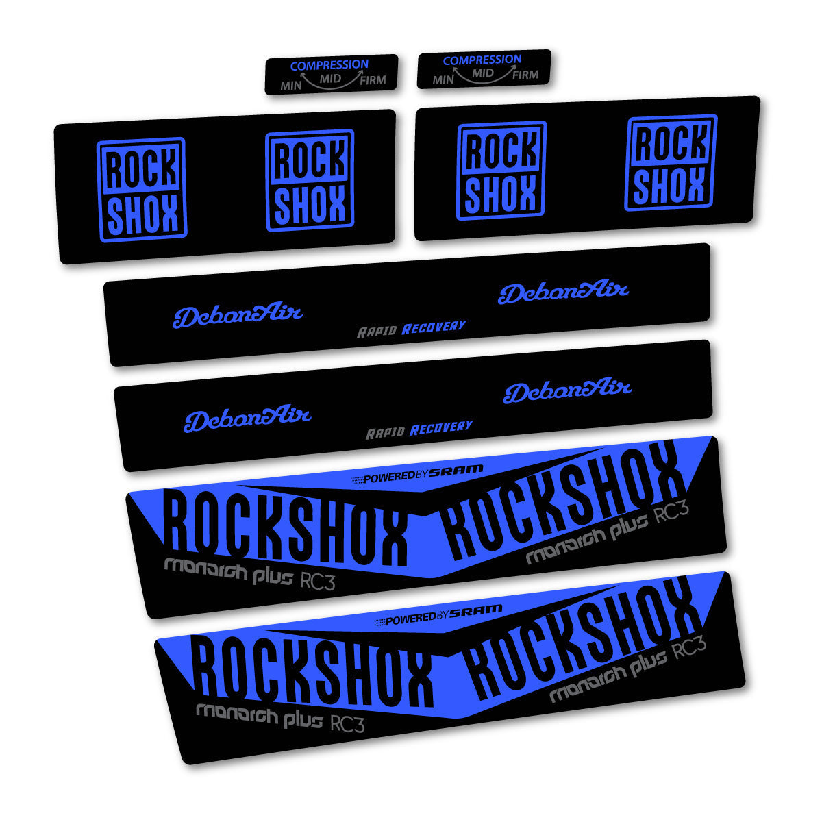 Adesivi Ammortizzatore RockShox Monarch Plus RC3 2017 in vinile - Blu Medio